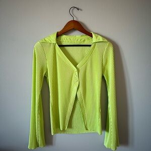 Lime Green Ribbed Women's Top